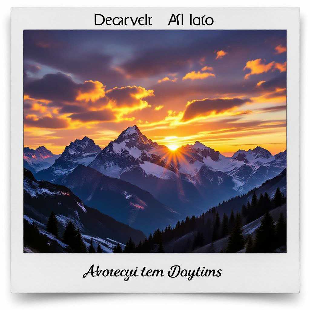 A beautiful sunset over mountains with golden clouds