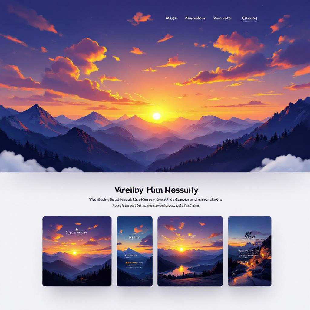 A beautiful sunset over mountains with golden clouds