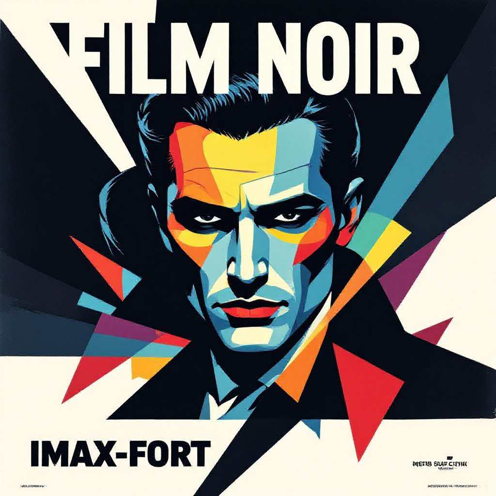 Film noir poster, dramatic chiaroscuro lighting with deep shadows and stark highlights, fluid abstract composition featuring prismatic color transitions and precise geometric, set against a matte black background, bold white typographic hierarchy, cinematic color grading, high‑contrast visual hierarchy, IMAX‑quality detail, print‑ready 300 DPI CMYK with bleed margins.